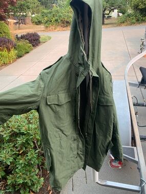 Men's Hooded Military Field Jacket in Olive Green